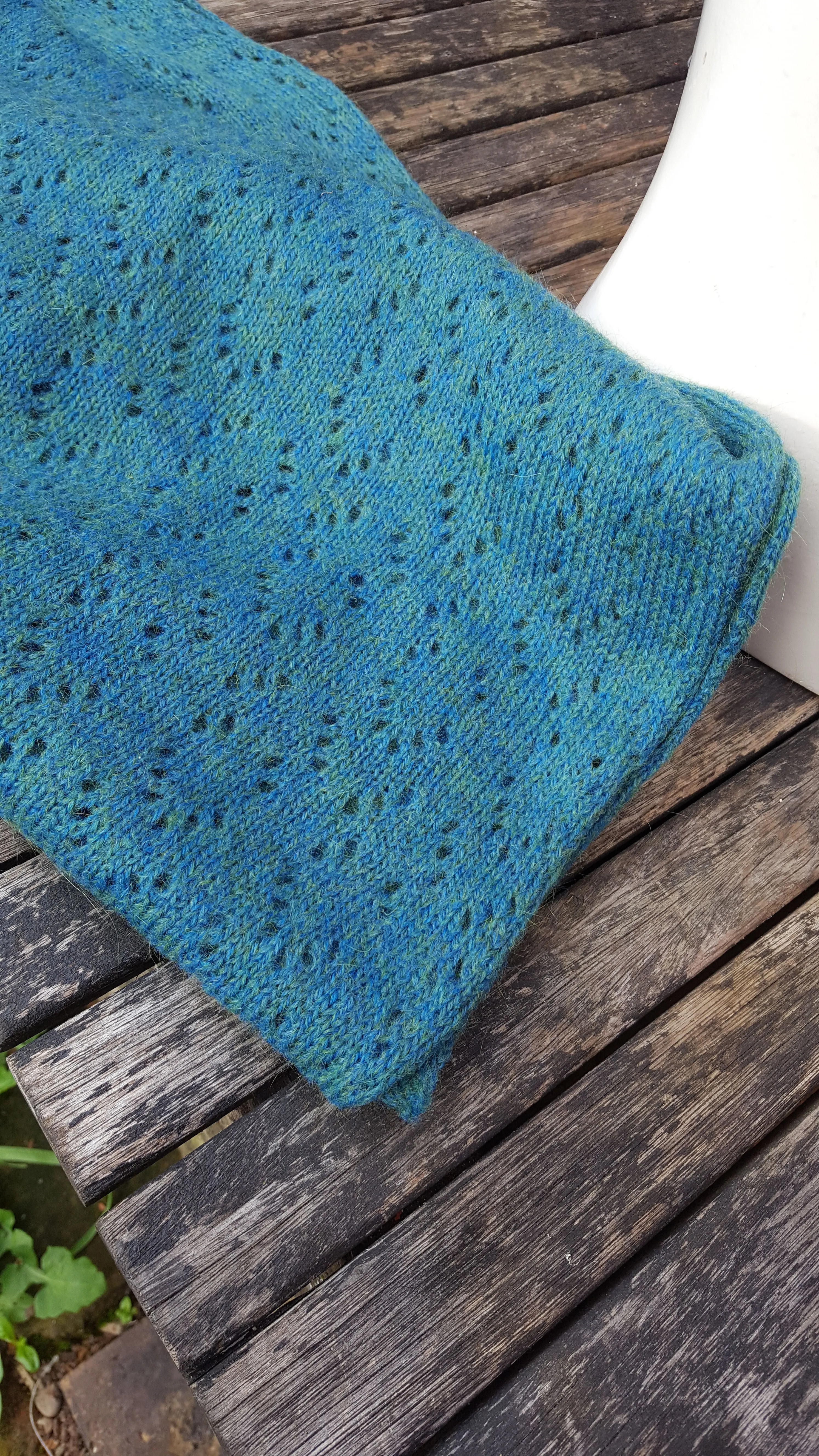 Mohair & Acrylic yarn, Handmade cowl, infinity scarf, in peacock green