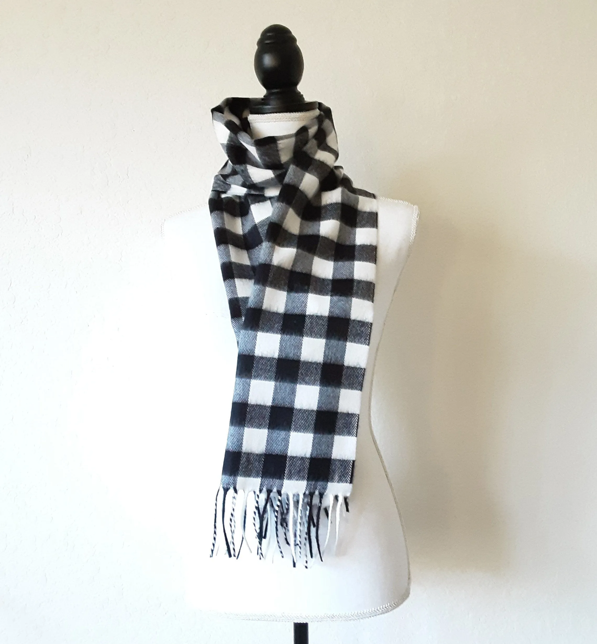 Monogrammed Check Plaid Pattern Cashmere Feel Scarf - Monogrammed Plaid Blanket