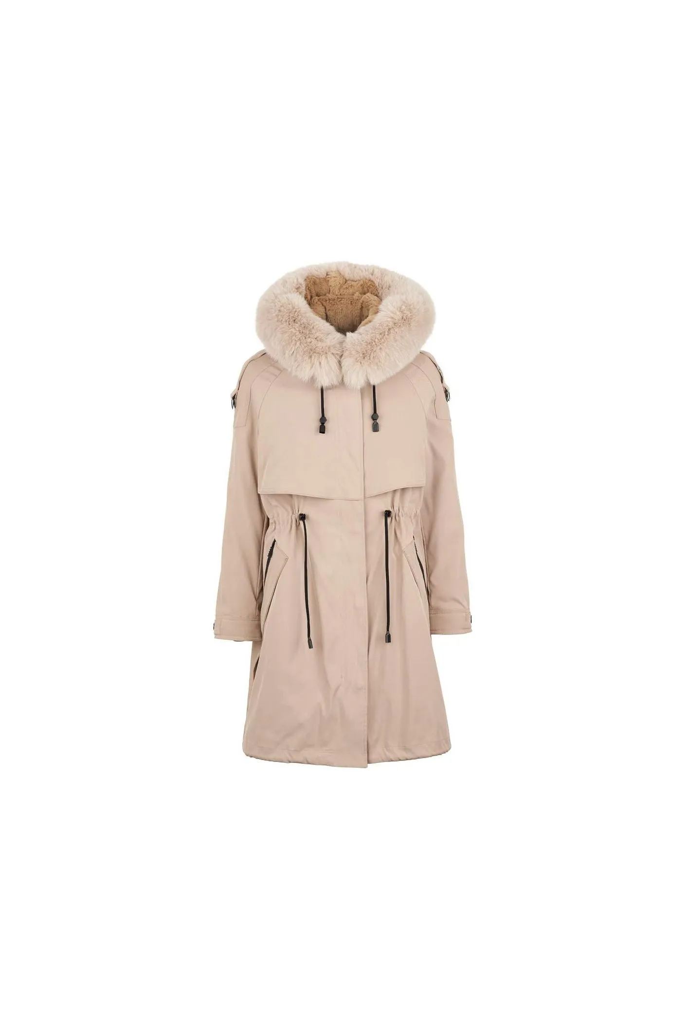 Natures Collection Marwa Jacket with Rabbit/Norwegian Fox NCF16660 | Beige | Clearance Final Sale