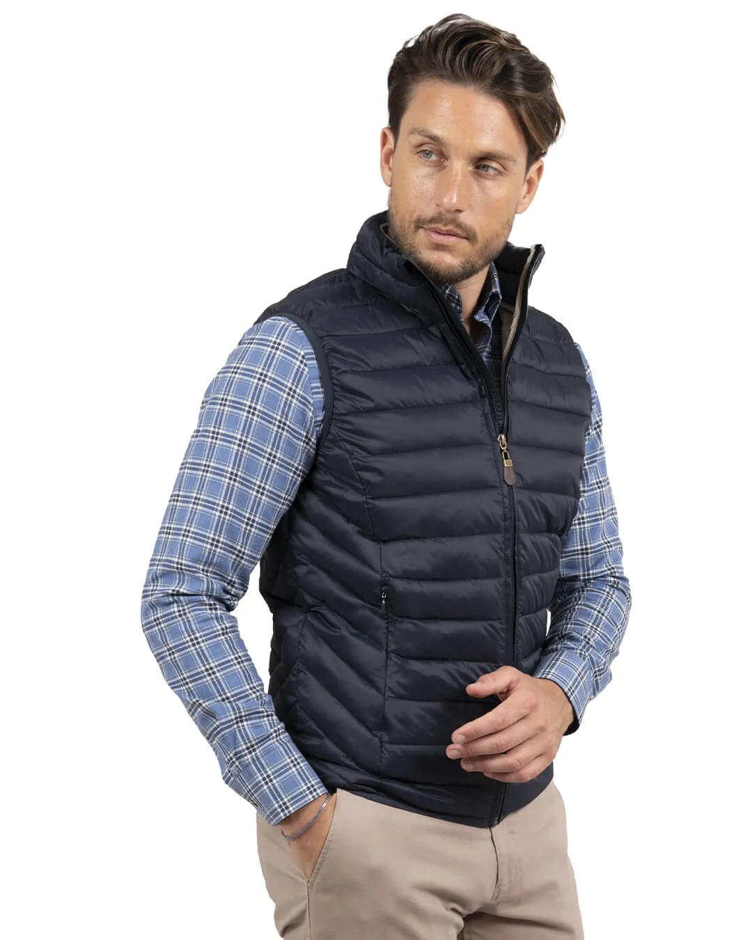 Navy Lightweight Wadded Gilet