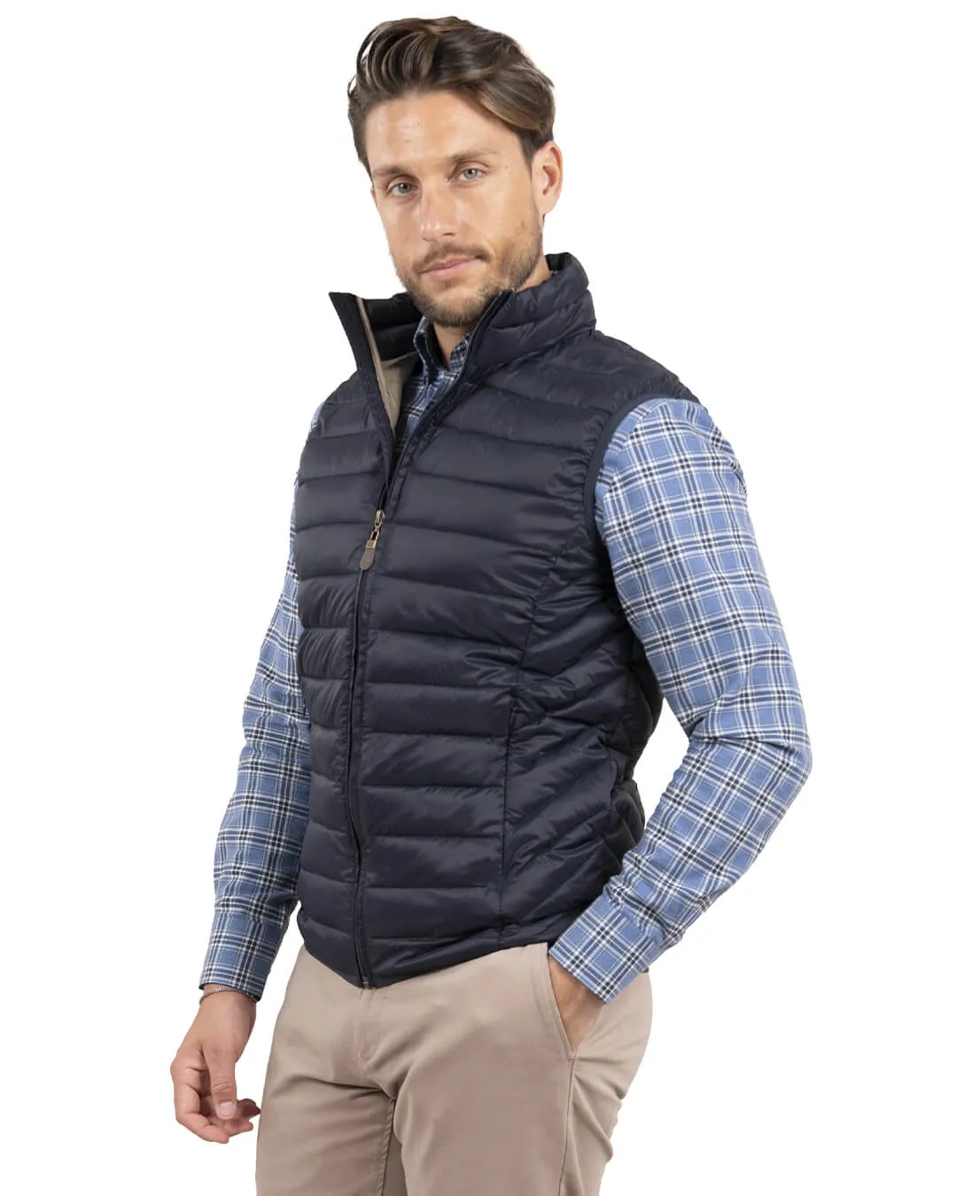 Navy Lightweight Wadded Gilet