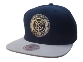 New York City FC Mitchell & Ness Navy Gray Structured Adjustable Flat Bil Hat