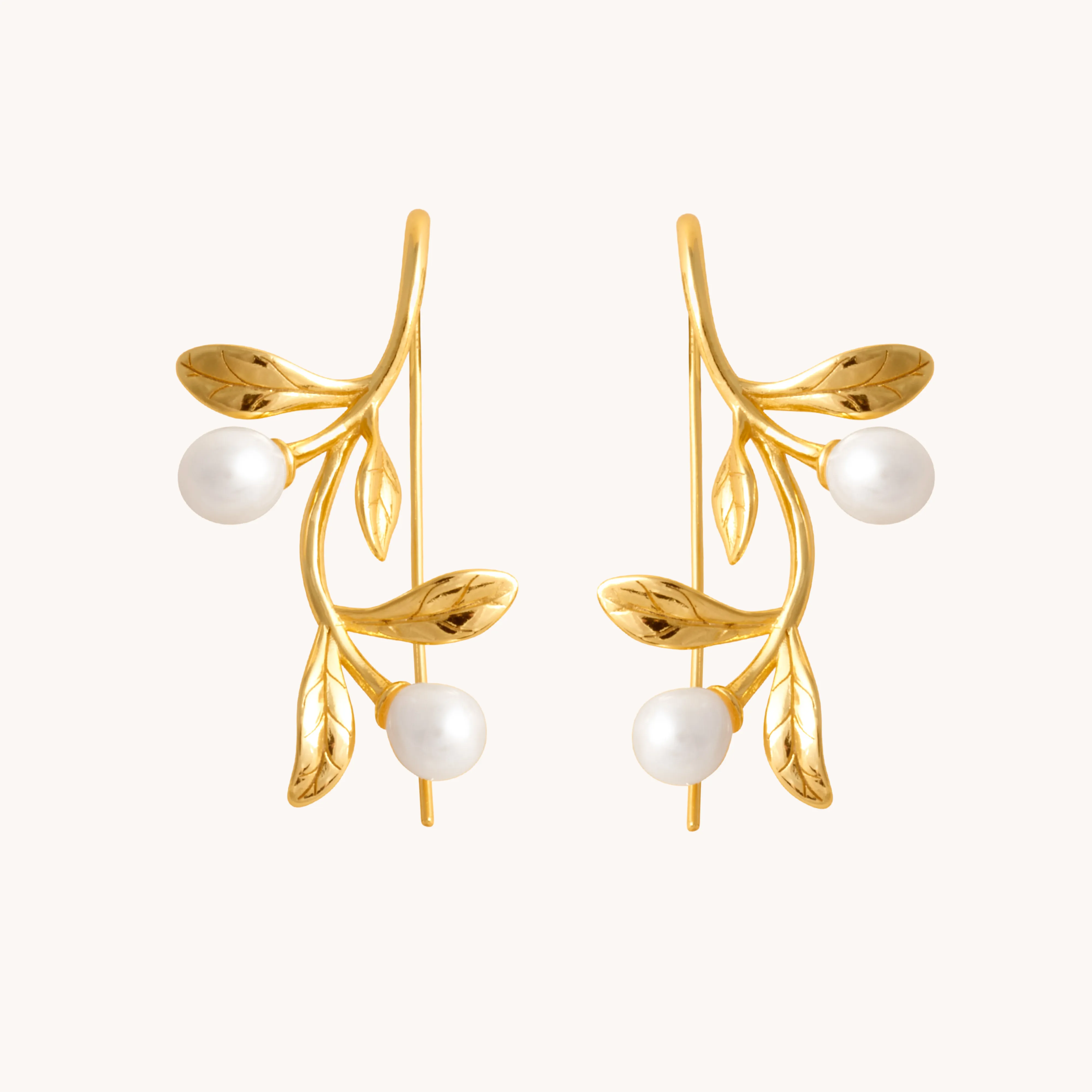 Olive Branch Gold Drop Earrings