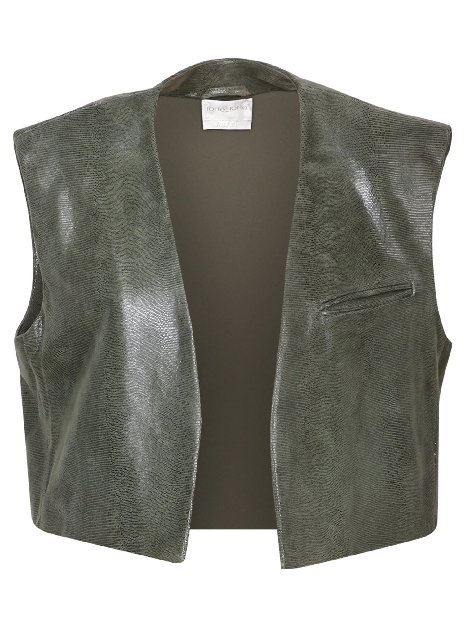 Olive Green Lizard Leather Crop Vest