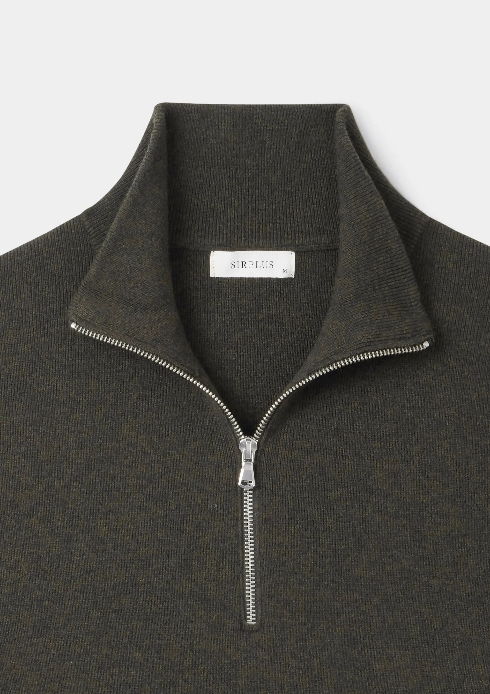 Olive Green Merino Half Zip Jumper