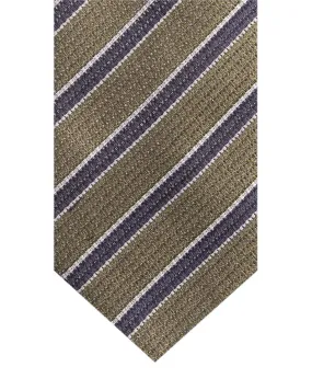 Olive Striped Italian Wool & Silk Tie