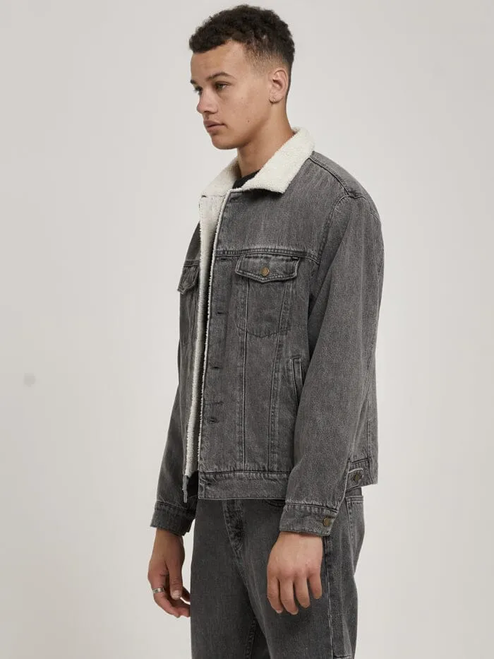 Oversized Sherpa Wanderer Denim Jacket - Asphalt Grey