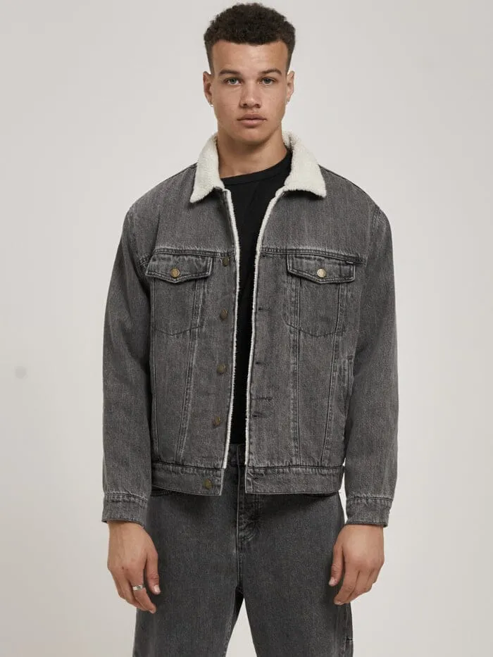 Oversized Sherpa Wanderer Denim Jacket - Asphalt Grey