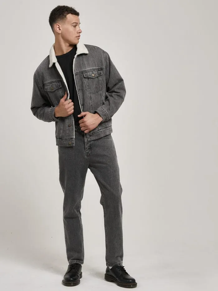 Oversized Sherpa Wanderer Denim Jacket - Asphalt Grey