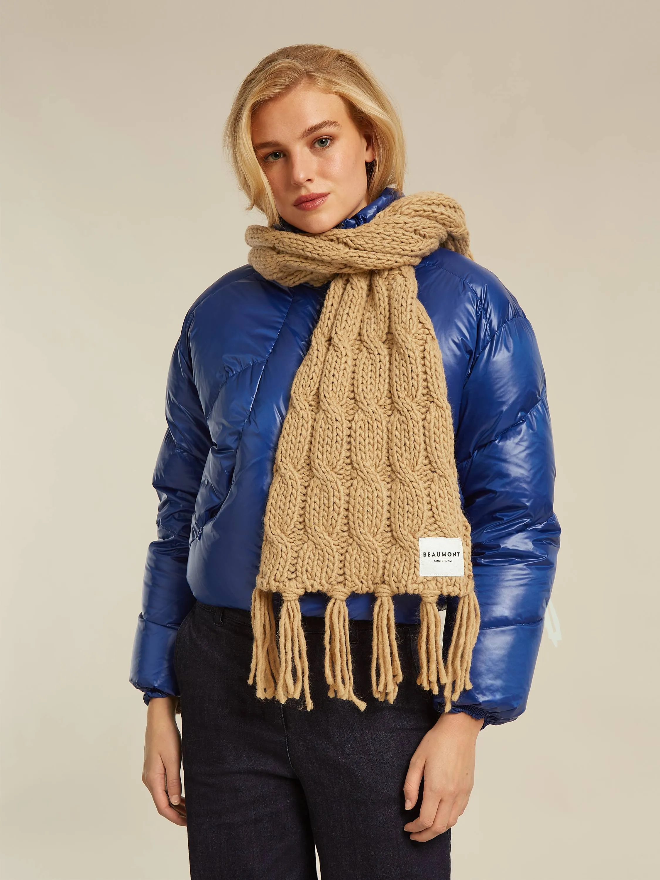 Owen CABLE scarf - Camel