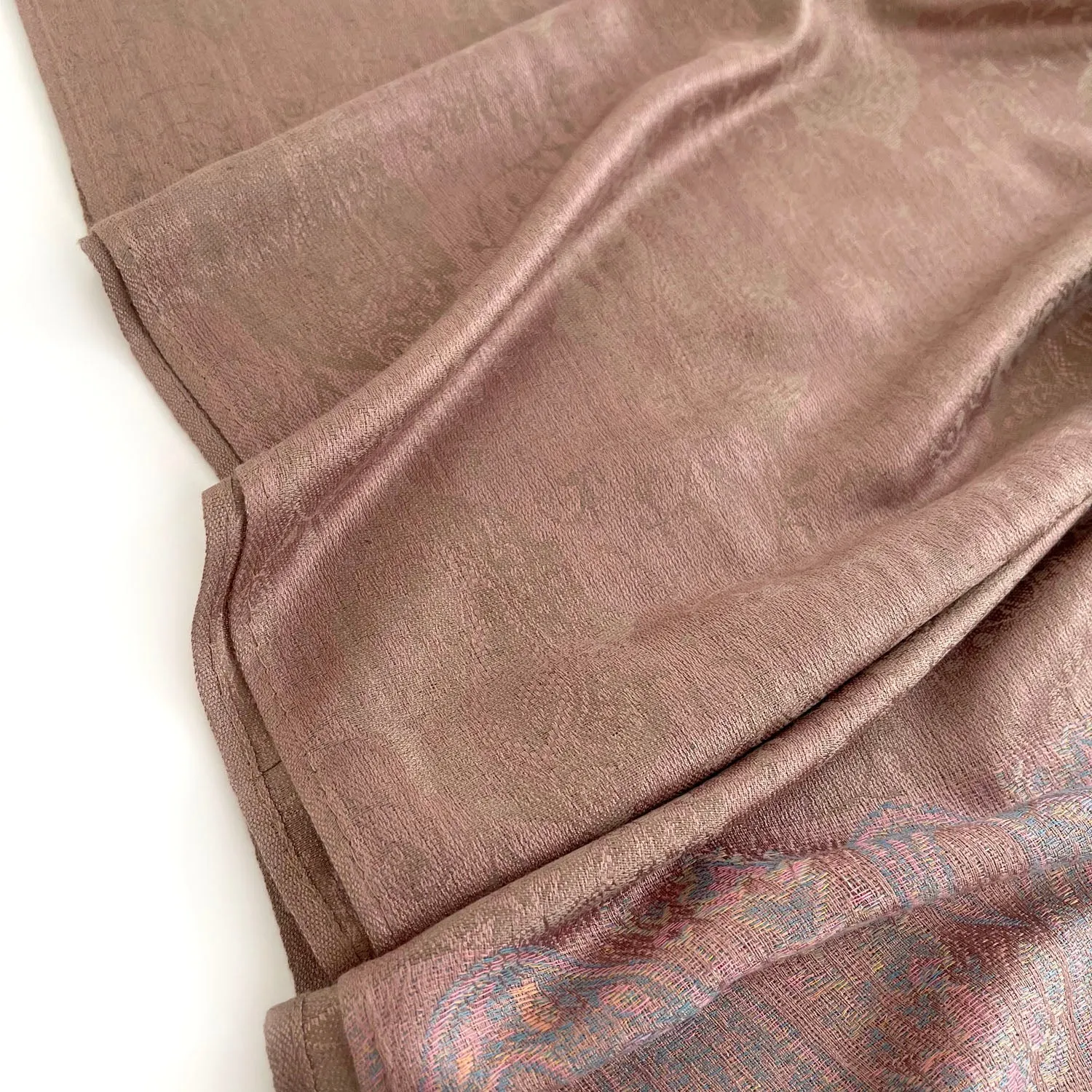 PAISLEY PRINT BEIGE BLUSH LIGHTWEIGHT PASHMINA SHAWL SCARF