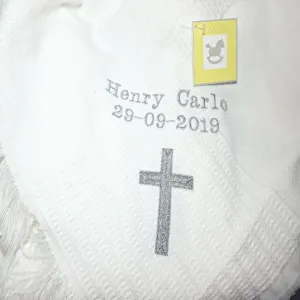 Personalised Premium Baby Ava CHRISTENING BAPTISM Shawl