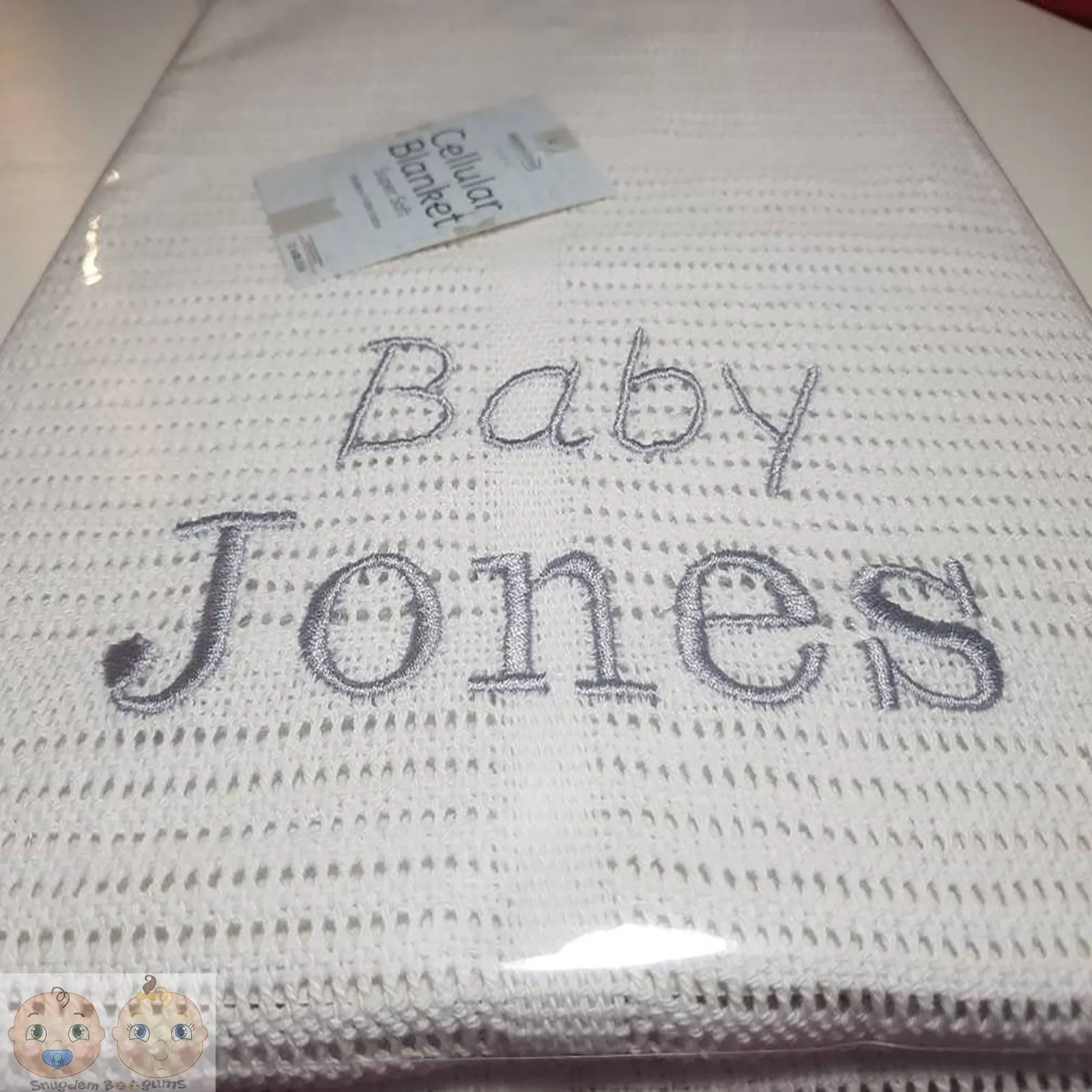 Personalised White Cellular Blanket