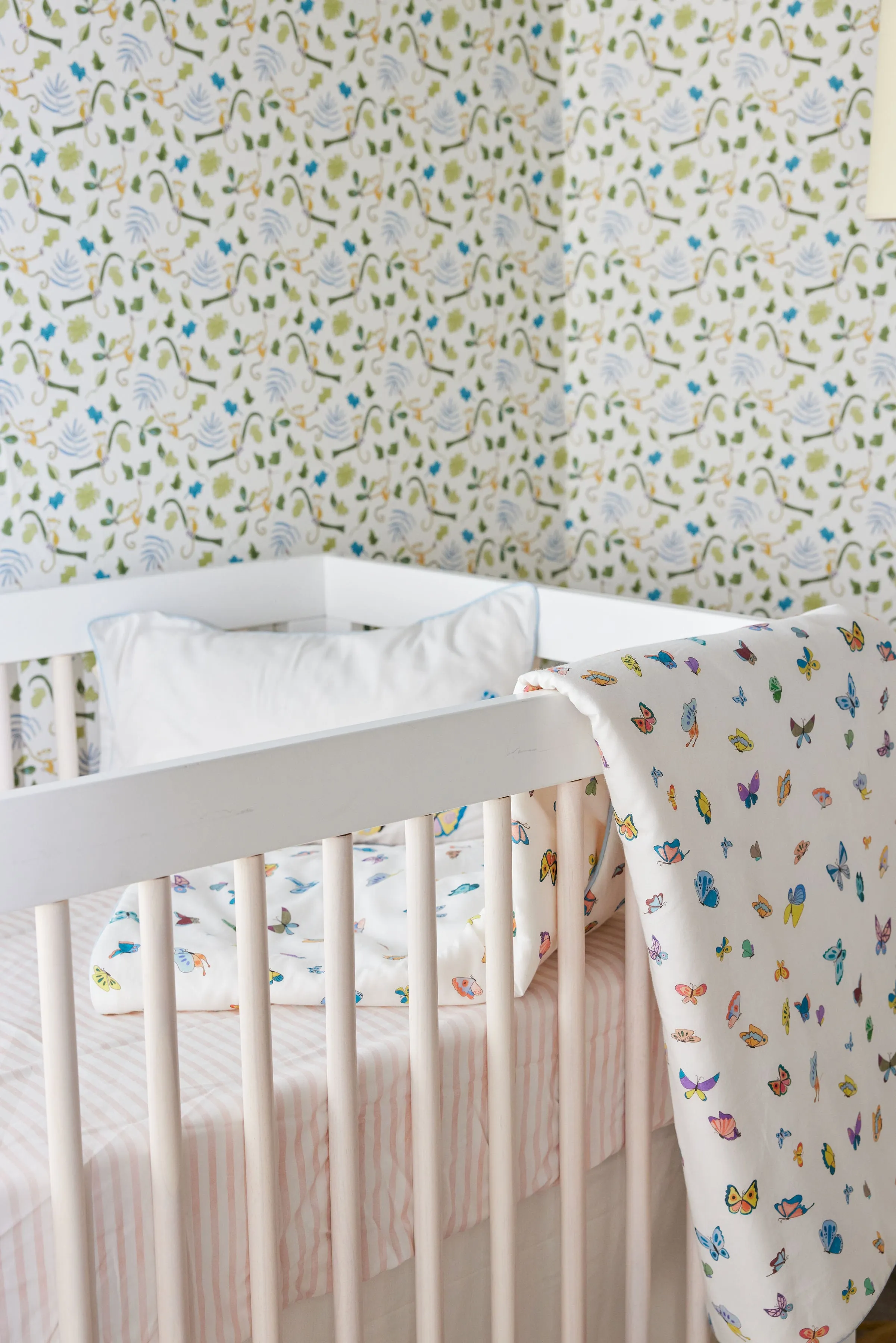 Pink & White Striped Crib Sheet