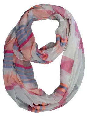 Pink Blue White Stripe Sheer Circle Scarf