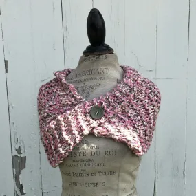 Pink Tweed Shawl w/Button