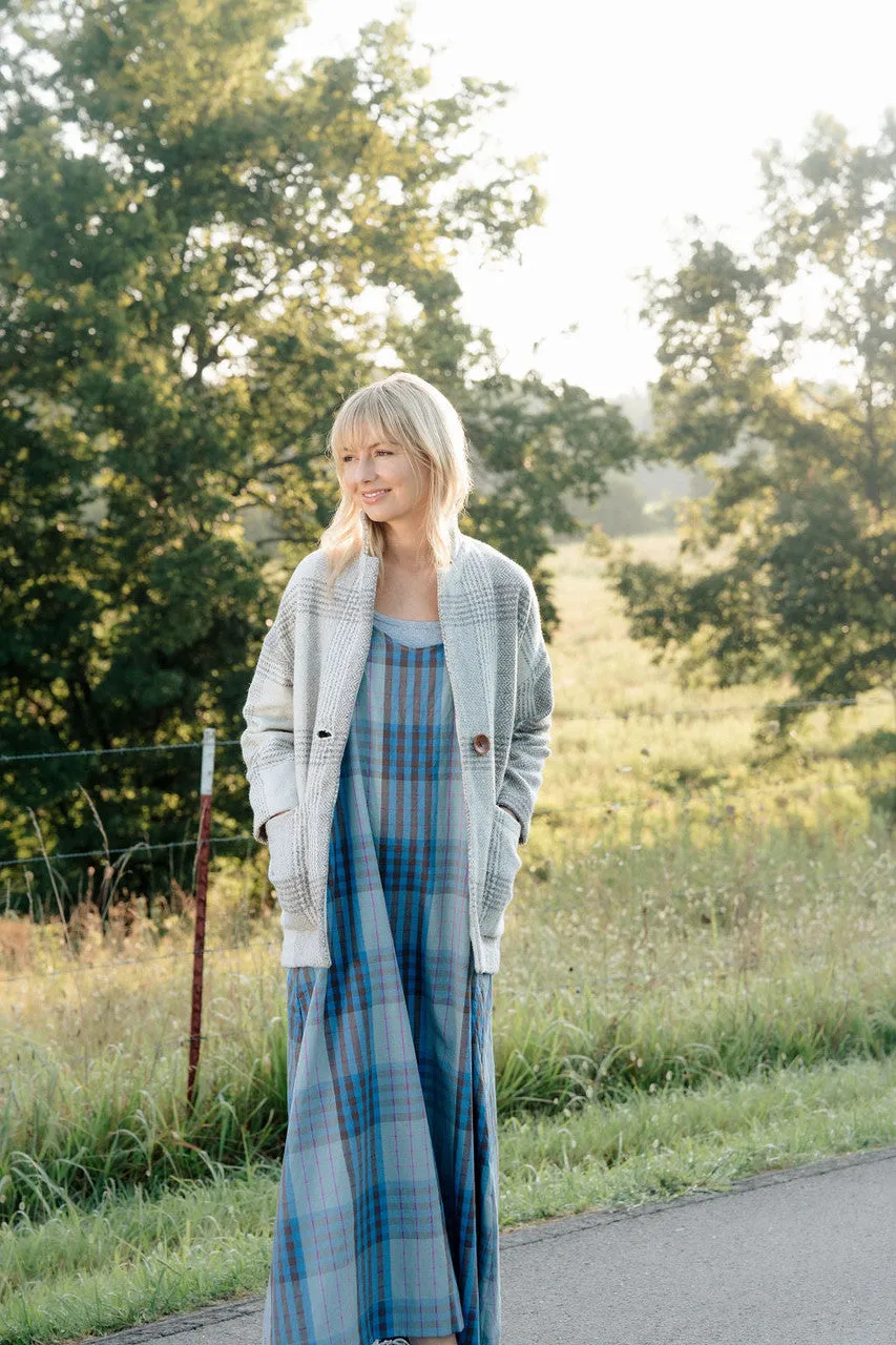 Portuguese Wool Pieper Coat in Cream and Brown Plaid  - Pre-Order 12/31