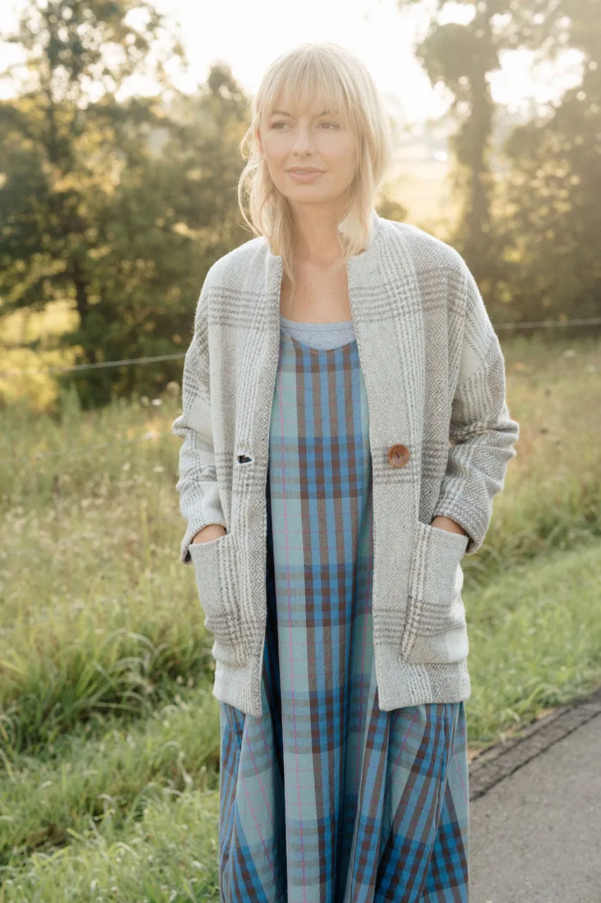 Portuguese Wool Pieper Coat in Cream and Brown Plaid  - Pre-Order 12/31