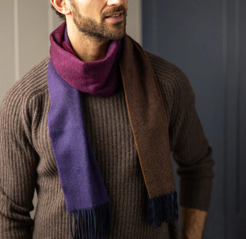 Purple & Ochre Gradient Pure Cashmere Sandford Scarf