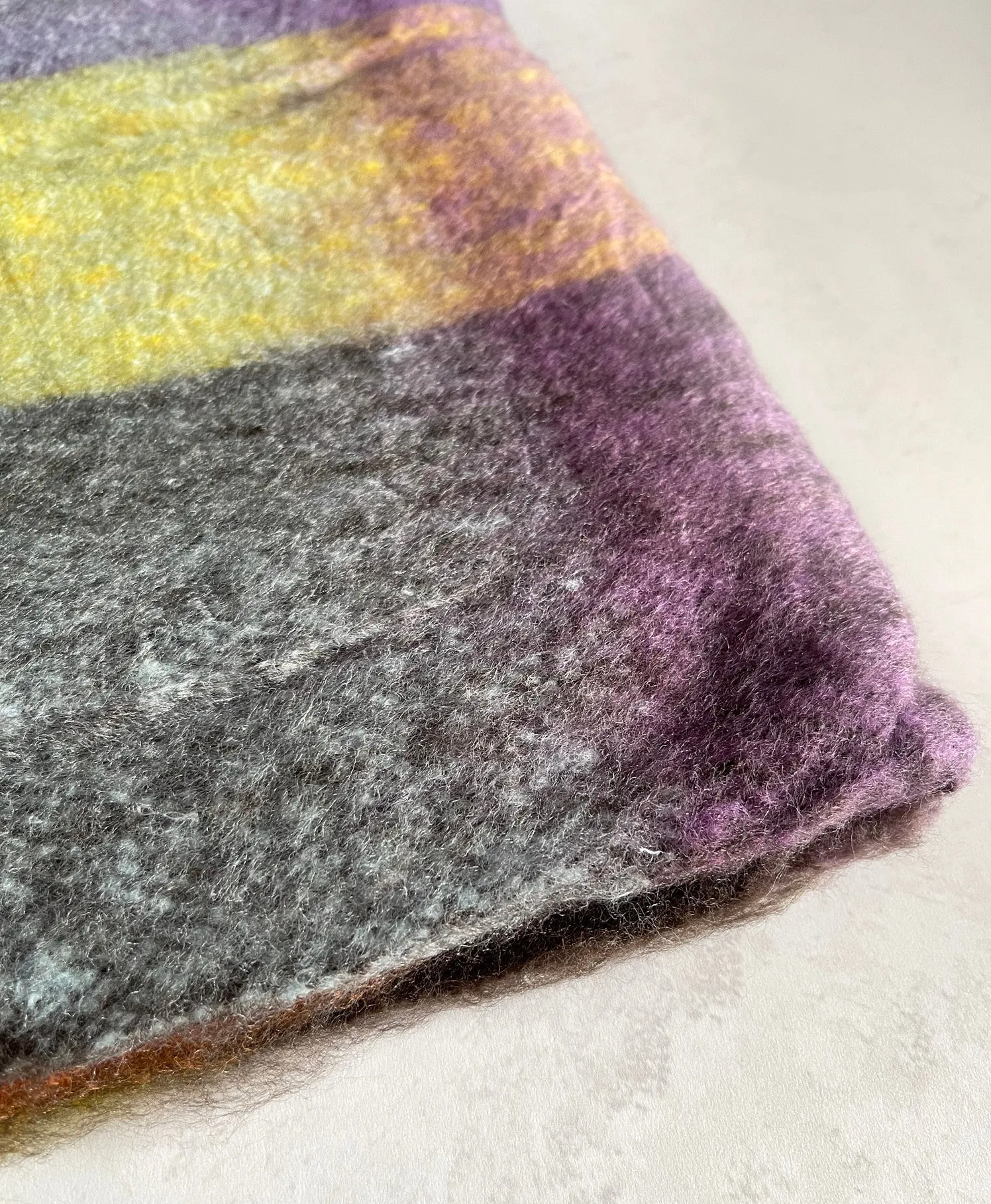 PURPLE YELLOW CHECKED WOOL RAINBOW BLANKET SCARF OVERSIZED WINTER SHAWL WRAP