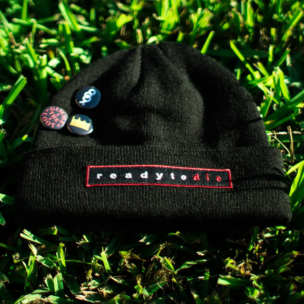 Ready To Die Custom Hip Hop Patch Beanie with Pins Black