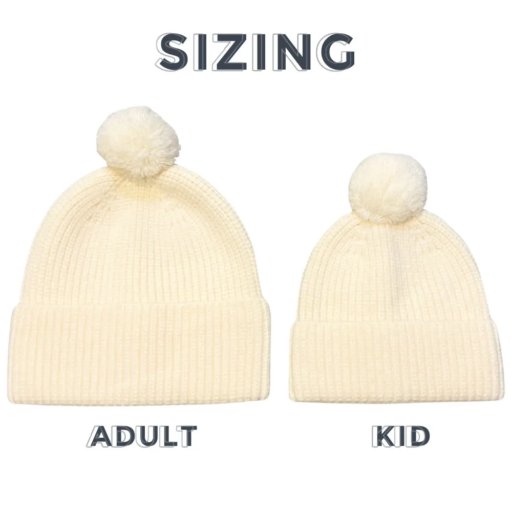 Removable Pom Pom Beanie - Cream