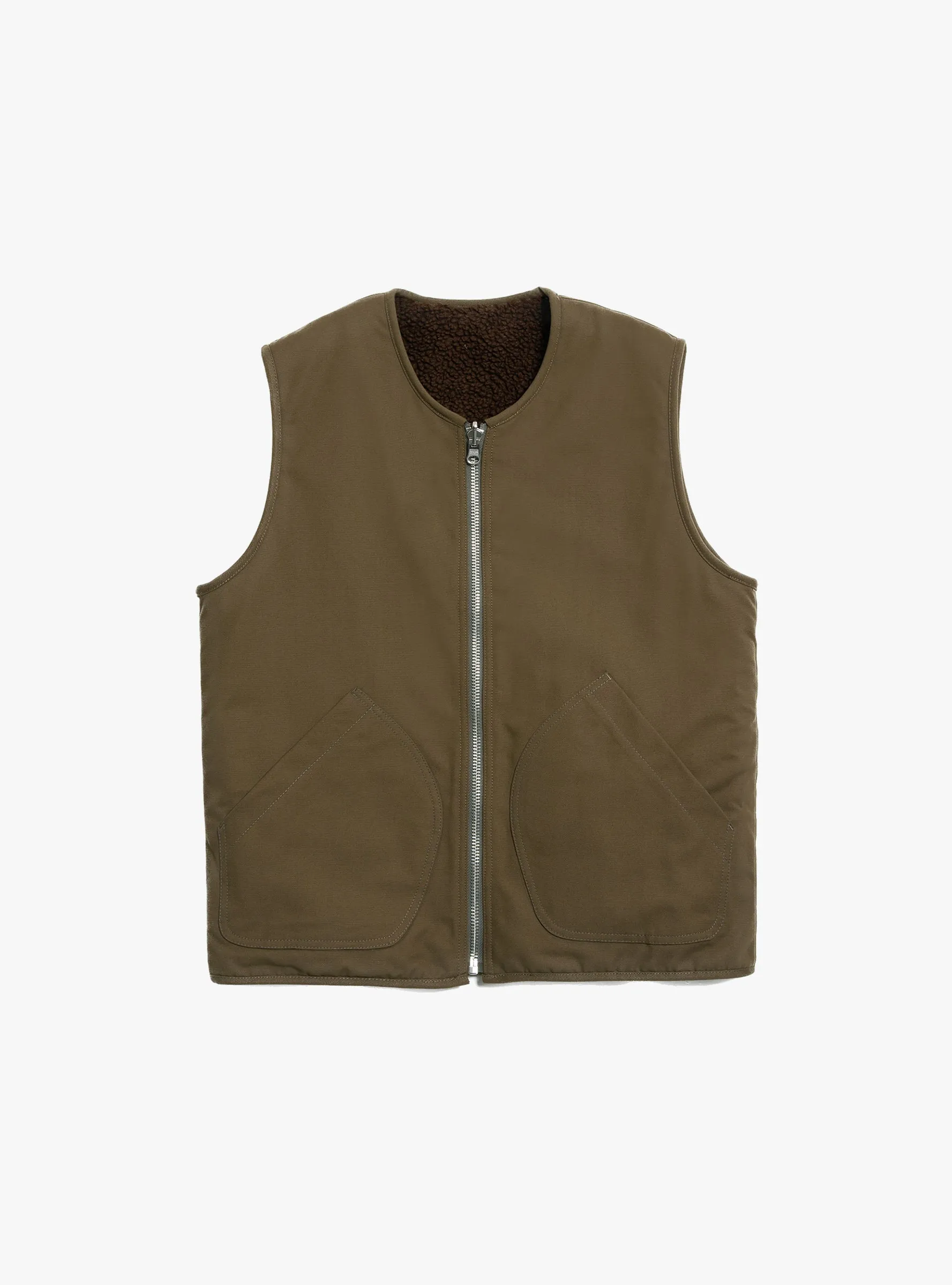 Reversible Canvas Wyatt Waistcoat Olive