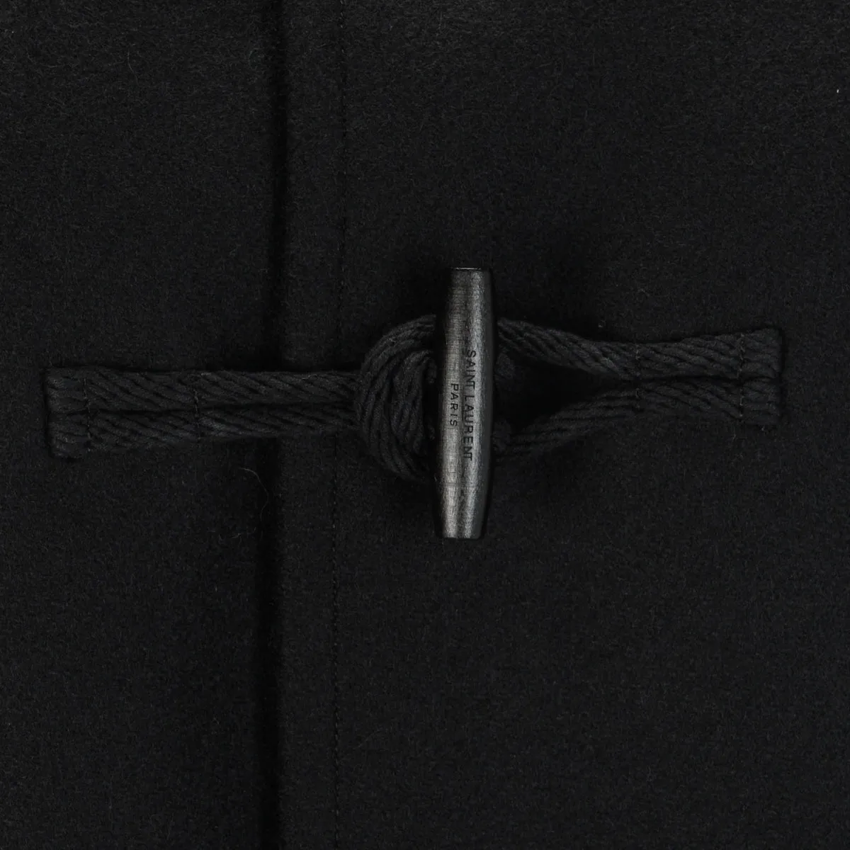 Saint Laurent Black Wool Hooded Duffle Coat FR 42