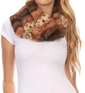 Sakkas Manula Long Wide Infinity Wrap Around Fuzzy Fur Fall Winter Classic Scarf