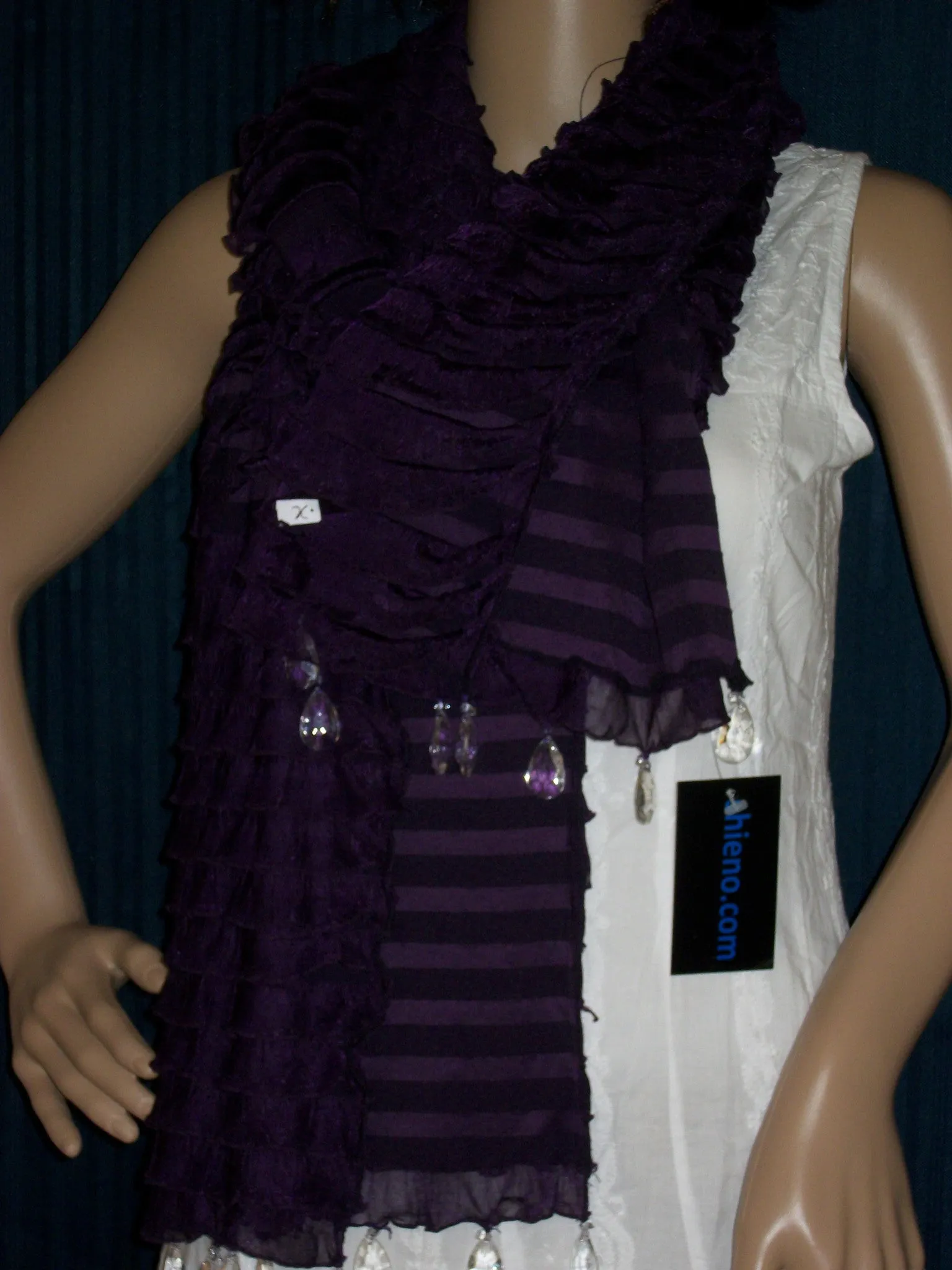 Scarf 2279 Purple Frill Dupatta Chunni Shawl