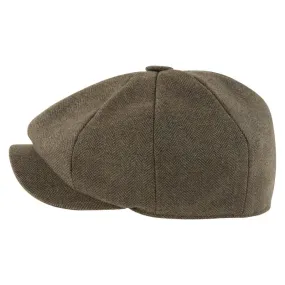 Schoffel Ladies Newsboy Cap - Loden Green Herringbone Tweed