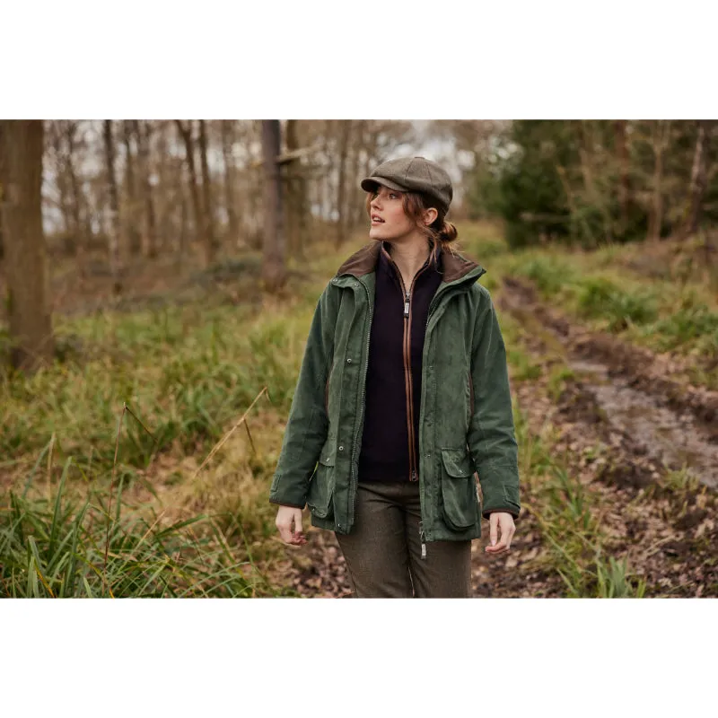 Schoffel Ladies Newsboy Cap - Loden Green Herringbone Tweed