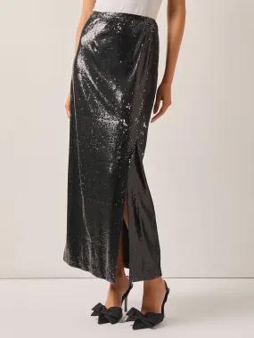 Sequin Novelty Woven Straight Maxi Skirt