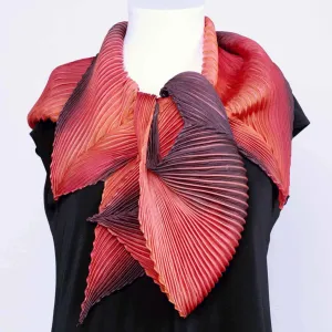 Shibori Silk Zigzag Scarf in Red by Cathayana