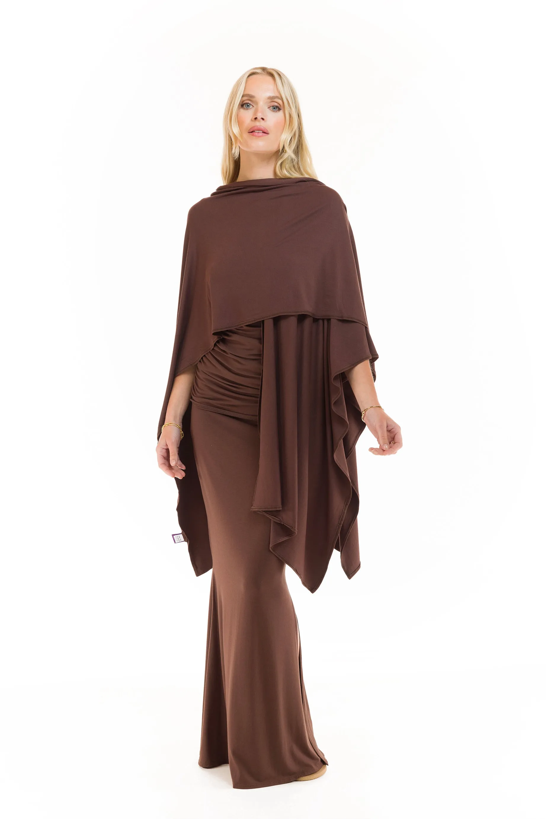 SIDE SLIT SKIRT BROWN