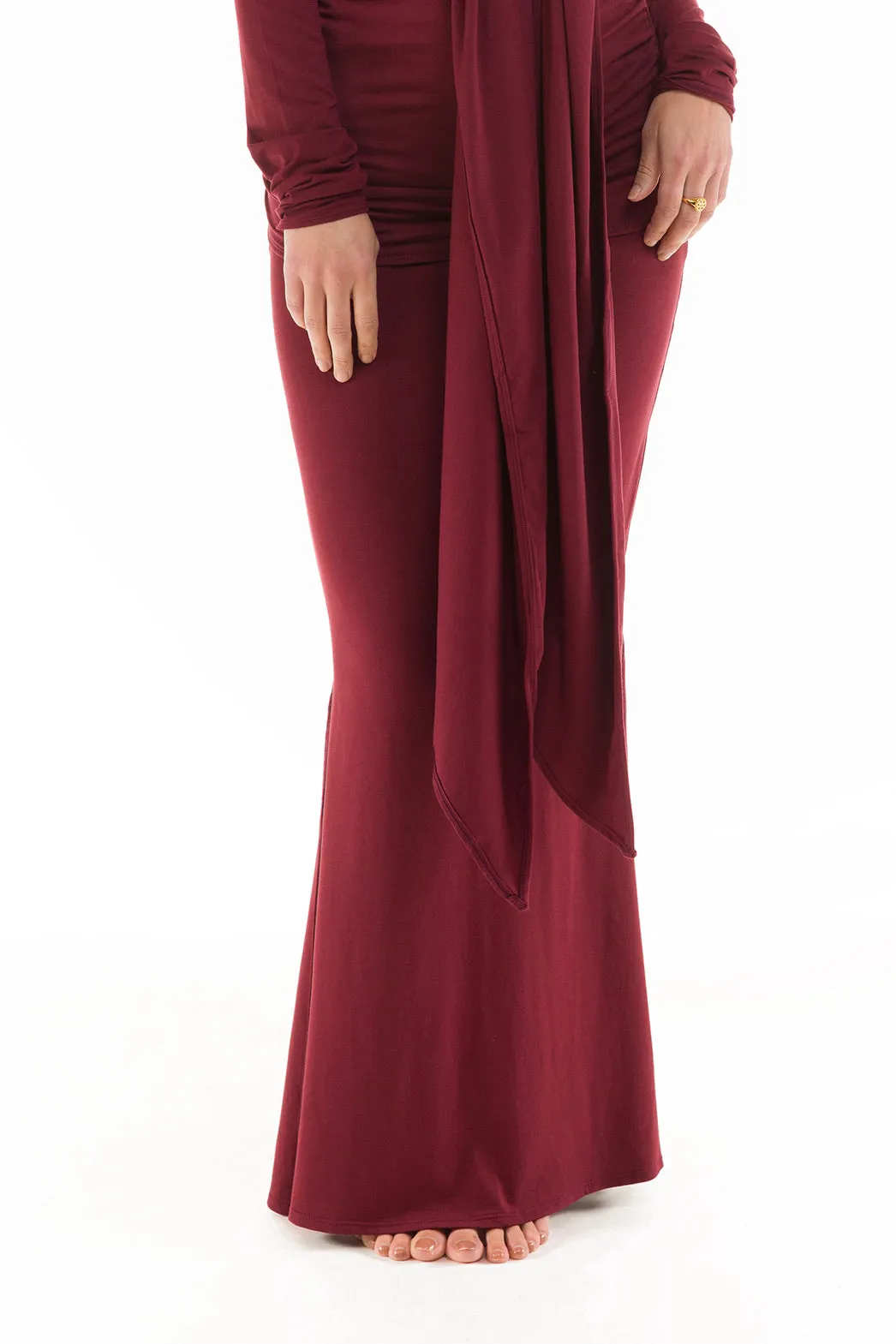 SIDE SLIT SKIRT BURGUNDY