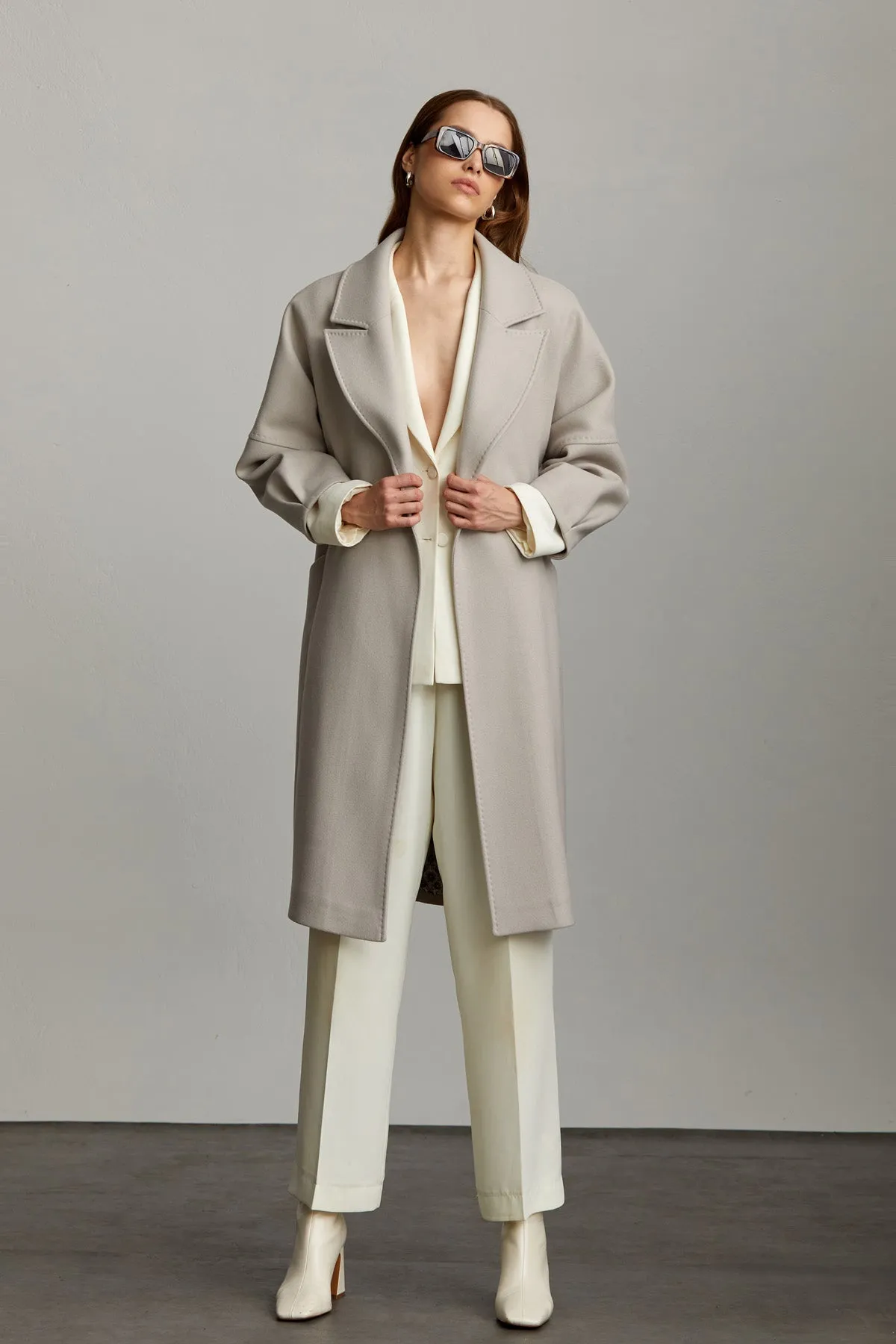 Slim Fit Sofia Belted Cachet Wool Coat