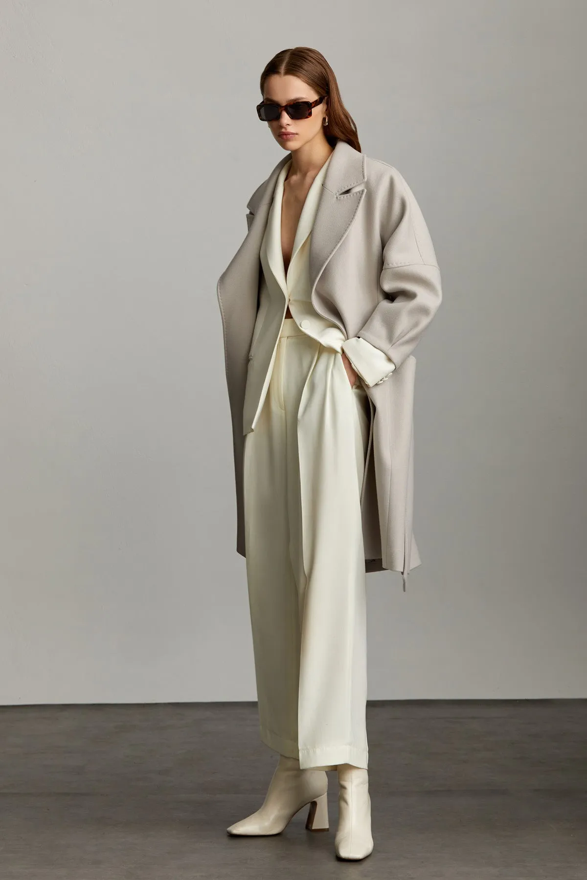 Slim Fit Sofia Belted Cachet Wool Coat