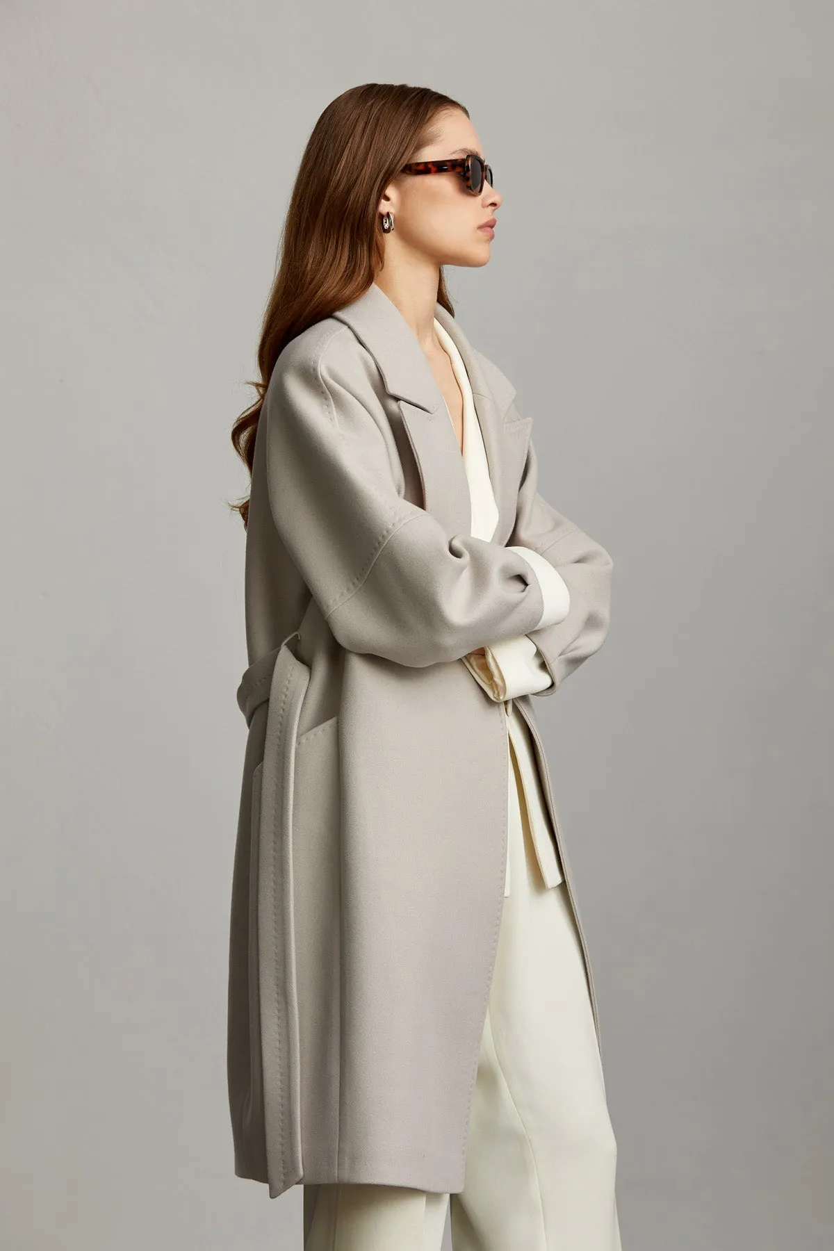 Slim Fit Sofia Belted Cachet Wool Coat