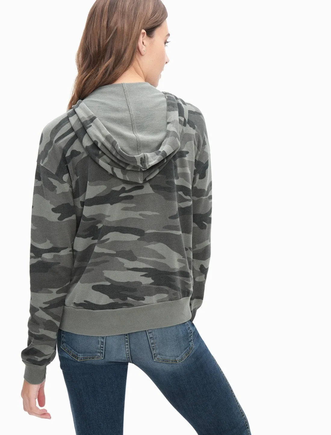 Splendid - Camo Zip Hoodie Military Olive