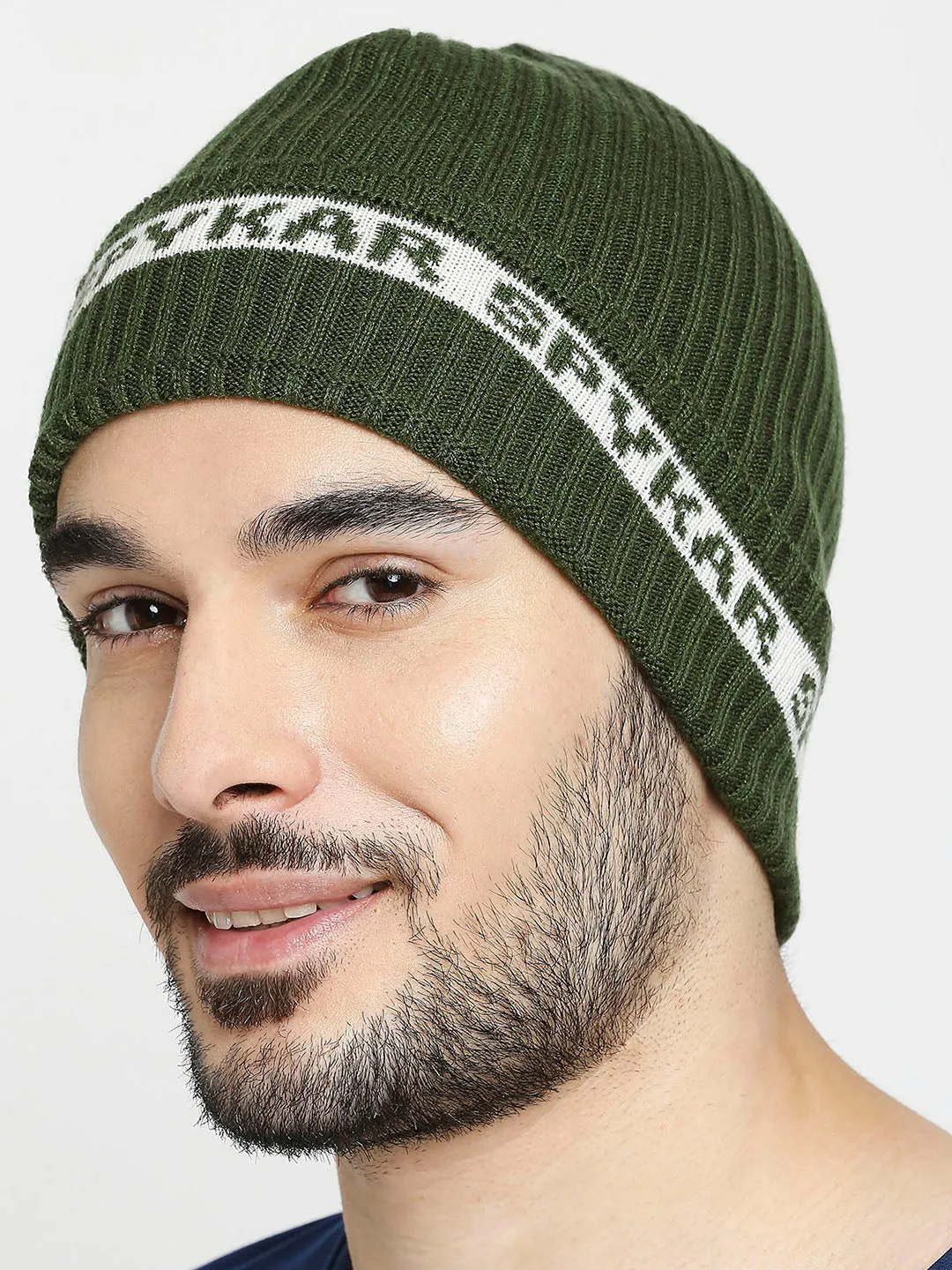 Spykar Olive Cotton Beanie Cap