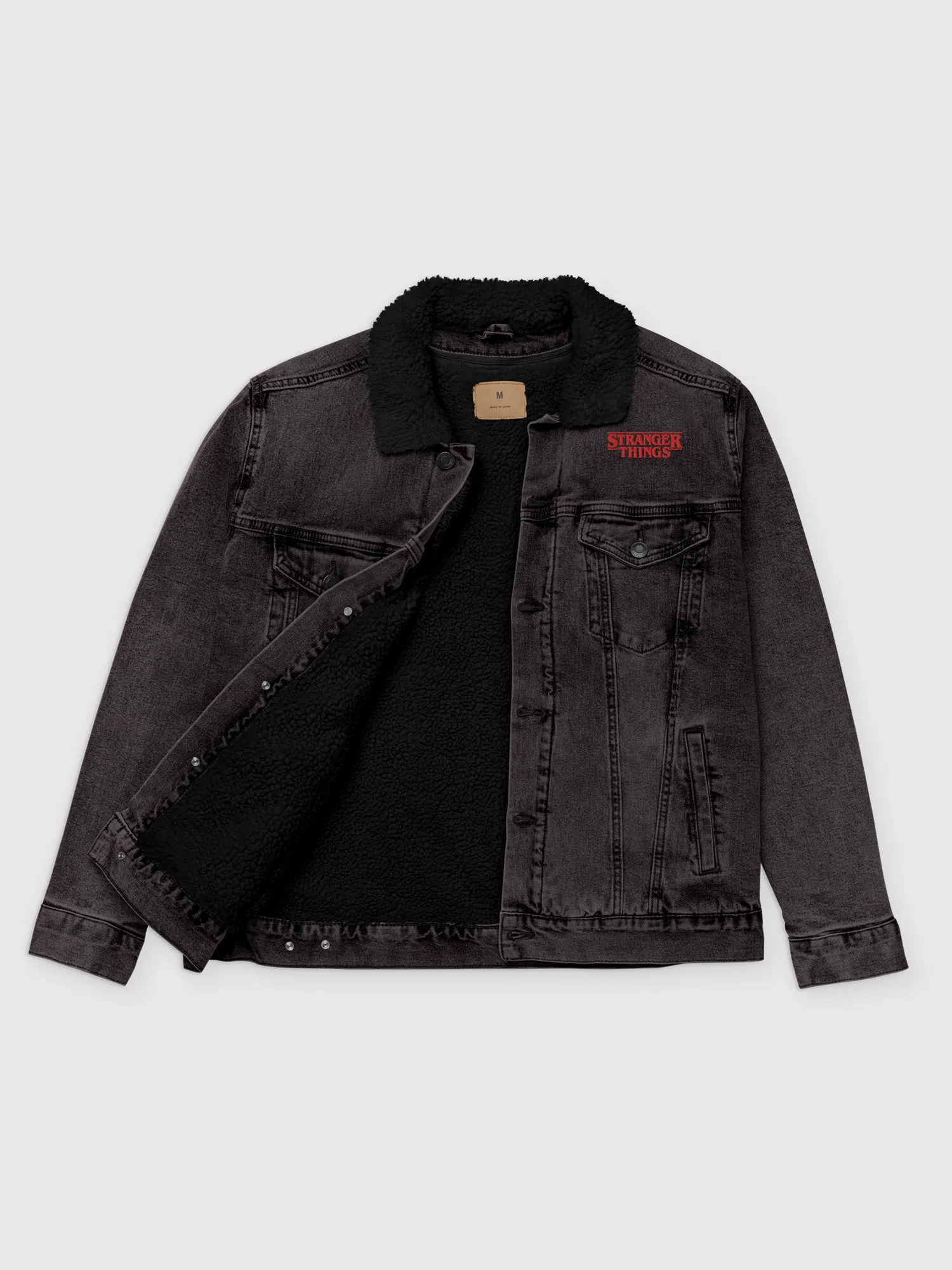 Stranger Things Welcome Unisex Sherpa Jacket [Black Denim]