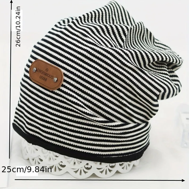 Stylish Striped Beanie Trendy Lightweight  Windproof for Women