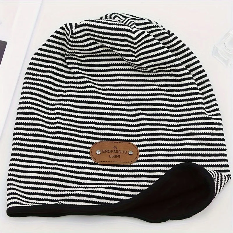 Stylish Striped Beanie Trendy Lightweight  Windproof for Women