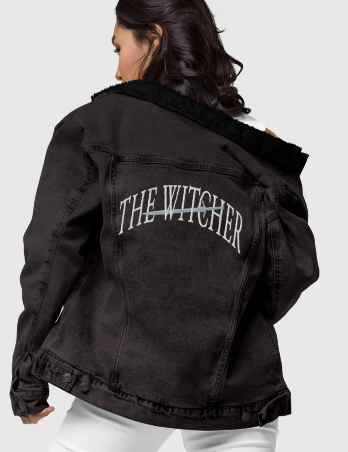 The Witcher Unisex Denim Sherpa Jacket [Black]