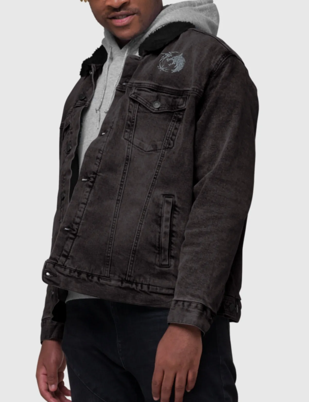 The Witcher Unisex Denim Sherpa Jacket [Black]