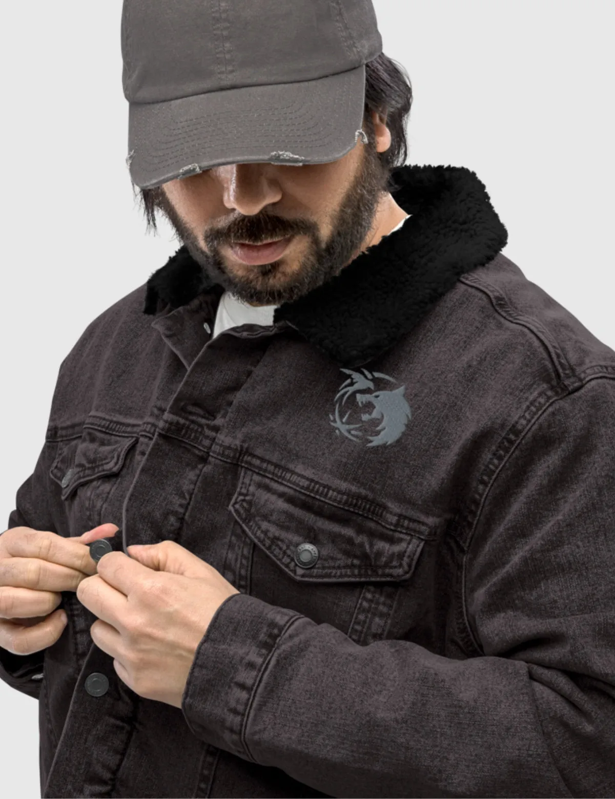 The Witcher Unisex Denim Sherpa Jacket [Black]