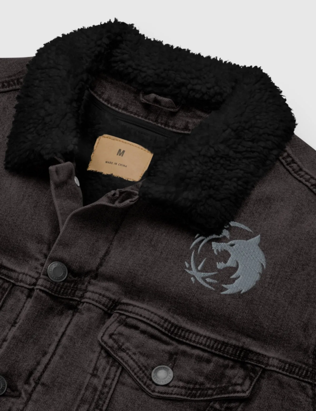 The Witcher Unisex Denim Sherpa Jacket [Black]