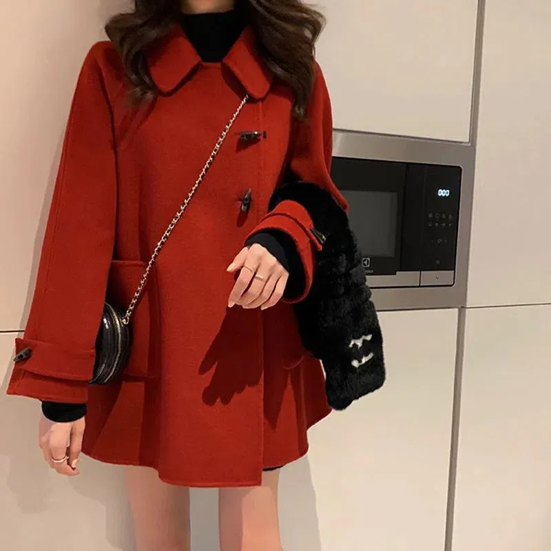 Thickened Thigh-Length Wool Blend Coat