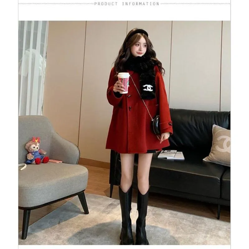 Thickened Thigh-Length Wool Blend Coat